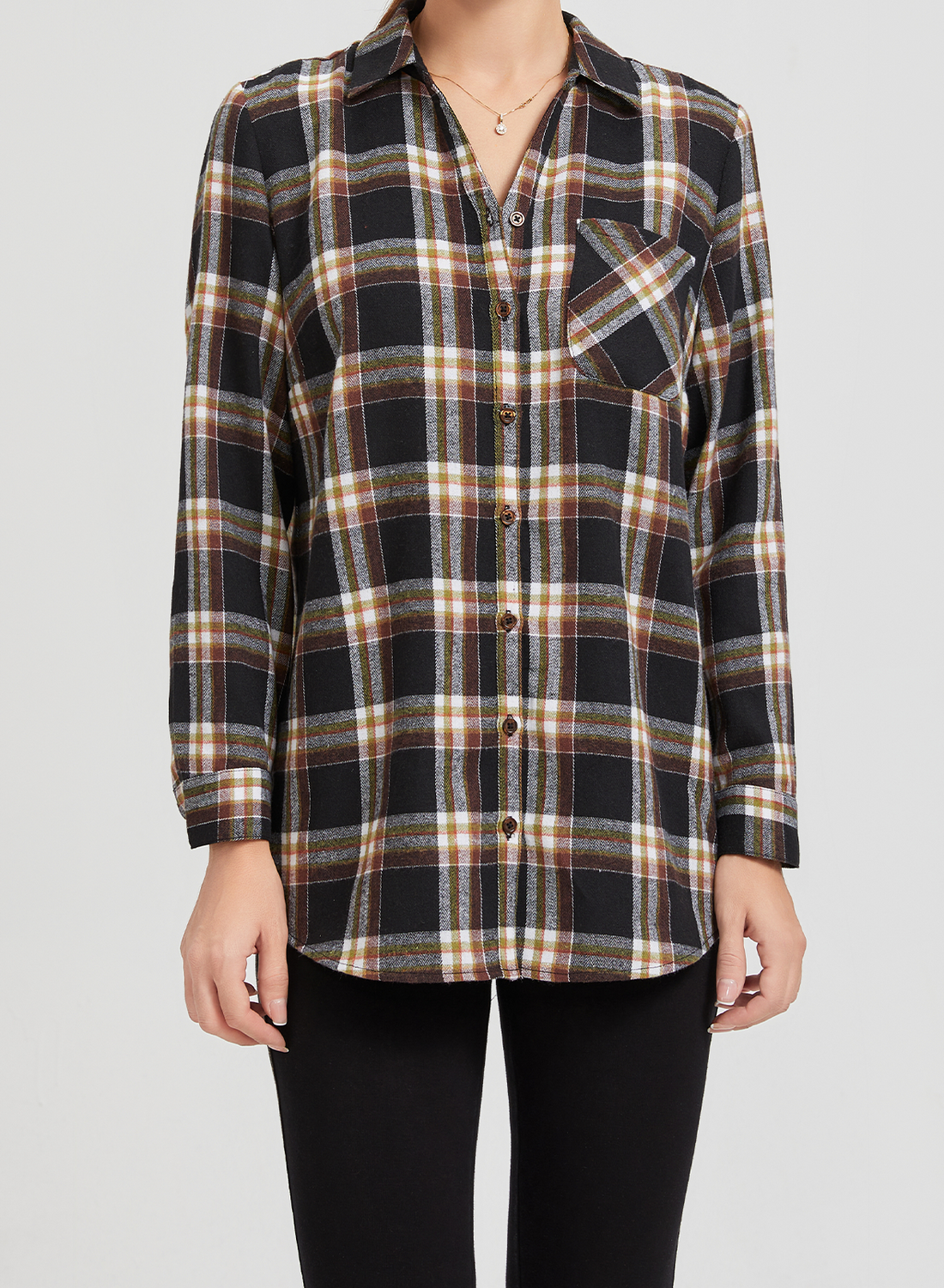 Women’s Checkered Flannel Shirt Long Sleeve Button Down V Neck Stylish Casual Office Wear Lightweight Comfortable Must-Have for Every Wardrobe Perfect for Spring and Fall Pair with Jeans or Leggings