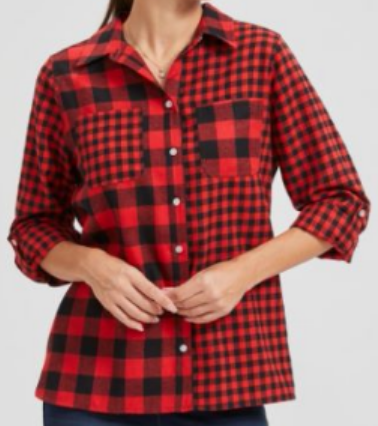 Womens Flannel Shirt Checkered Long Sleeve Button Down V Neck Casual Business Office Shirt Stylish Comfortable and Versatile Perfect for Spring Fall Daily Wear and All Occasions