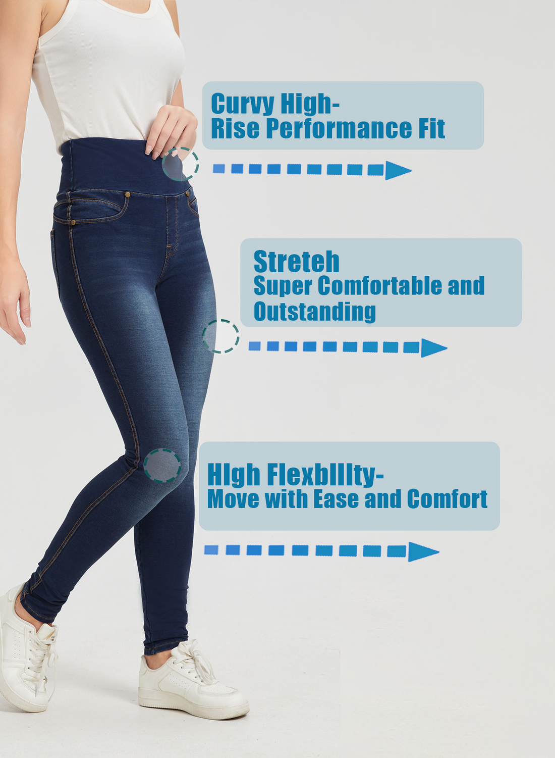 Wide Leg Jeans for Women ，High Waisted Stretchy Jeans ，Durable Breathable Straight Leg ，Denim Trousers Comfortable Fashionable Casual Wear Perfect for Everyday Style